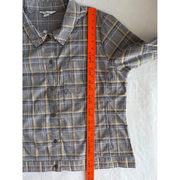 NWT Christopher & Banks Women's XL Black & Yellow Plaid Shacket Jacket Preppy‎ - Picture 13 of 14